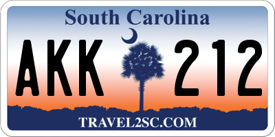 SC license plate AKK212
