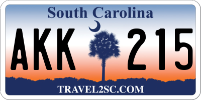 SC license plate AKK215