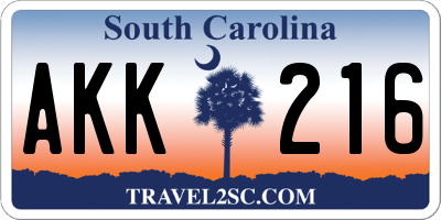SC license plate AKK216