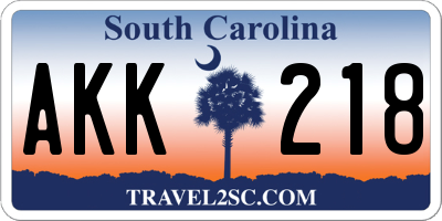 SC license plate AKK218