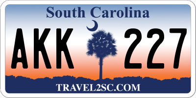 SC license plate AKK227