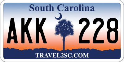 SC license plate AKK228