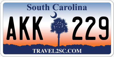 SC license plate AKK229