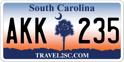 SC license plate AKK235