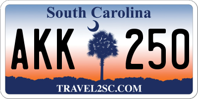SC license plate AKK250