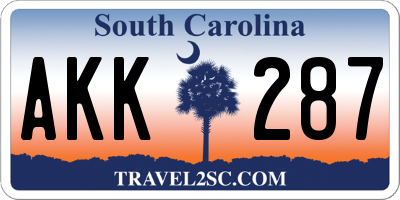 SC license plate AKK287