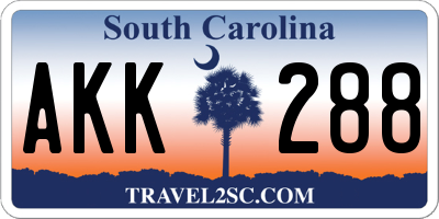 SC license plate AKK288