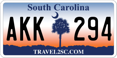 SC license plate AKK294