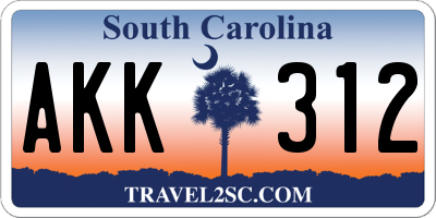 SC license plate AKK312