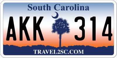 SC license plate AKK314