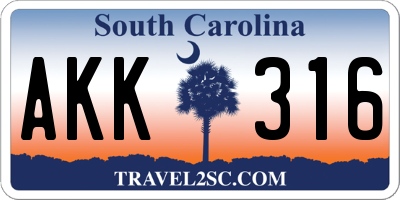 SC license plate AKK316