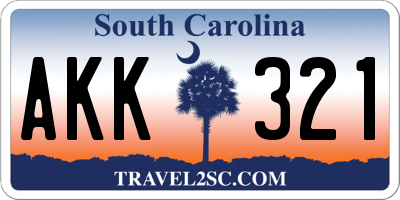 SC license plate AKK321