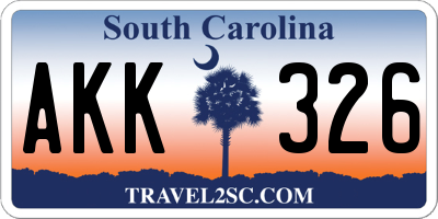 SC license plate AKK326