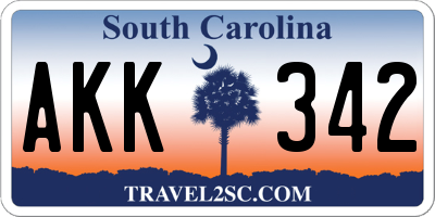 SC license plate AKK342