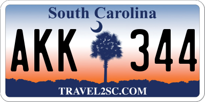 SC license plate AKK344