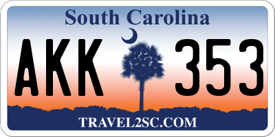 SC license plate AKK353