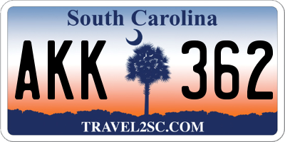 SC license plate AKK362