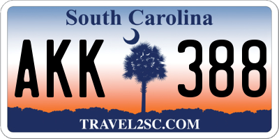 SC license plate AKK388
