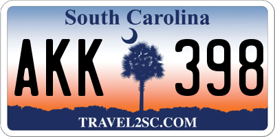 SC license plate AKK398
