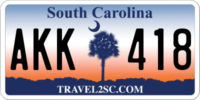 SC license plate AKK418