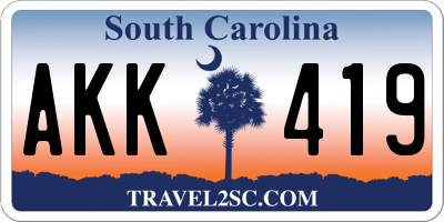SC license plate AKK419