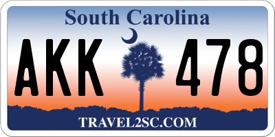 SC license plate AKK478