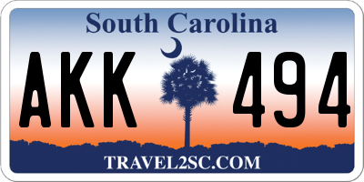 SC license plate AKK494