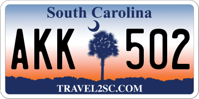 SC license plate AKK502
