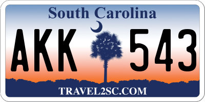 SC license plate AKK543