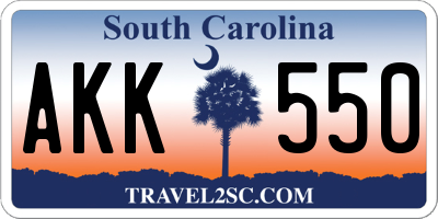 SC license plate AKK550