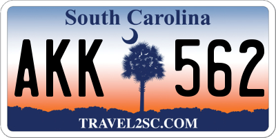 SC license plate AKK562