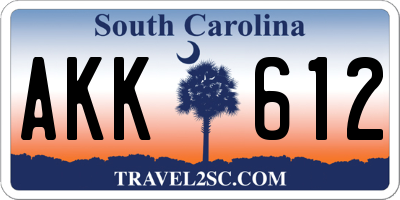 SC license plate AKK612