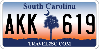 SC license plate AKK619
