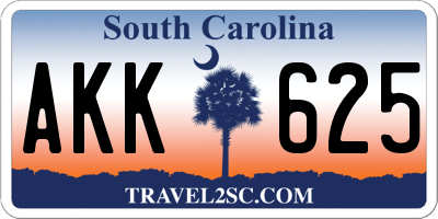 SC license plate AKK625