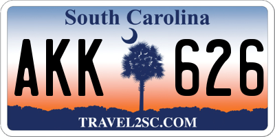 SC license plate AKK626