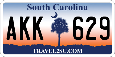 SC license plate AKK629