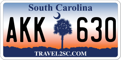 SC license plate AKK630