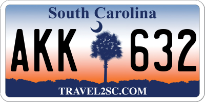 SC license plate AKK632