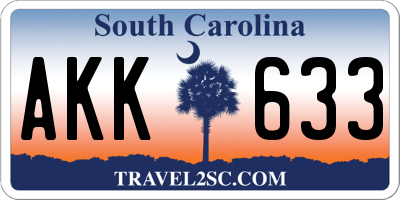 SC license plate AKK633