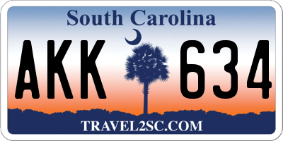 SC license plate AKK634