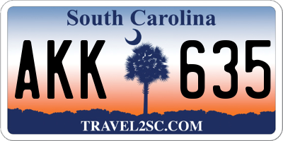 SC license plate AKK635