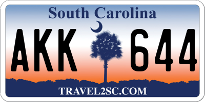 SC license plate AKK644