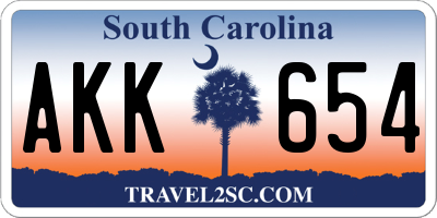 SC license plate AKK654