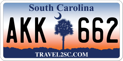 SC license plate AKK662