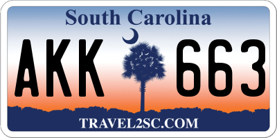 SC license plate AKK663