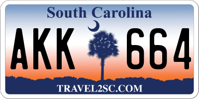 SC license plate AKK664