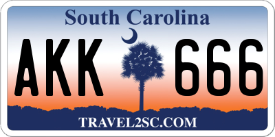 SC license plate AKK666