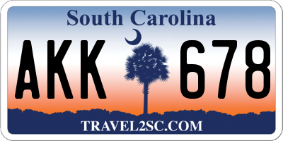 SC license plate AKK678