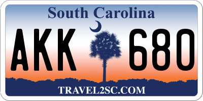 SC license plate AKK680