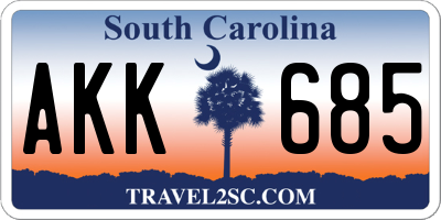 SC license plate AKK685